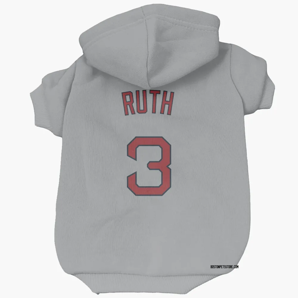 Boston Red Sox Babe Ruth Gray Pet Hoodie for Dog & Cat