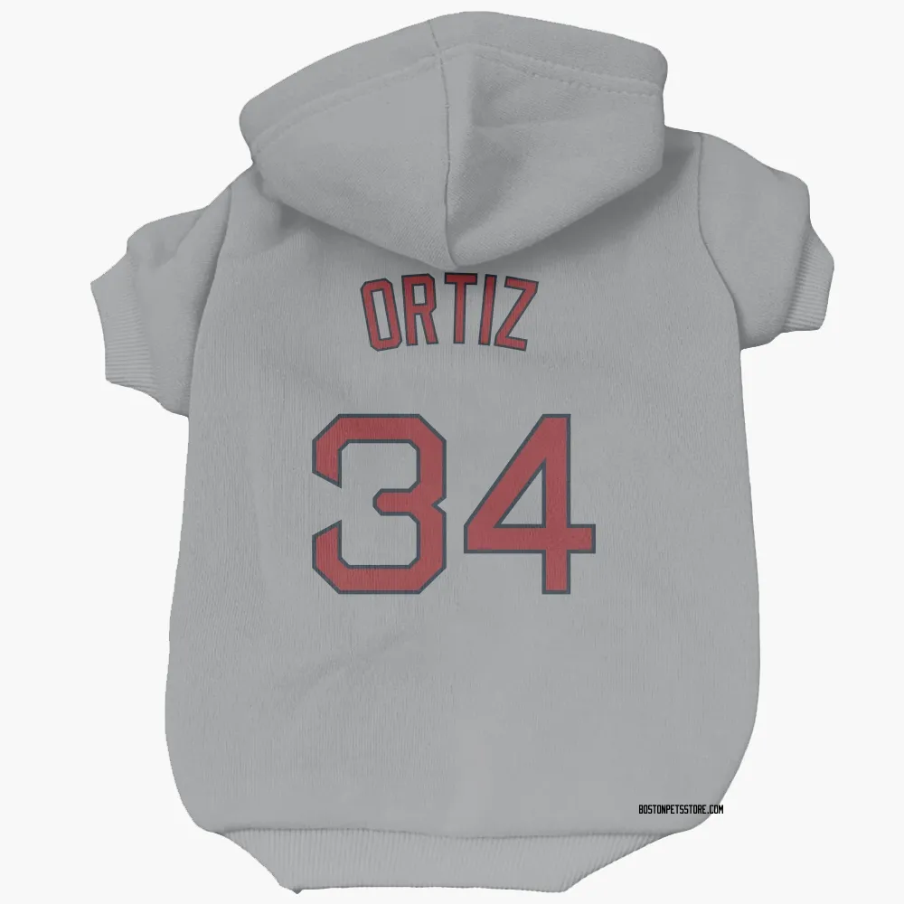 Boston Red Sox David Ortiz Gray Pet Hoodie for Dog & Cat
