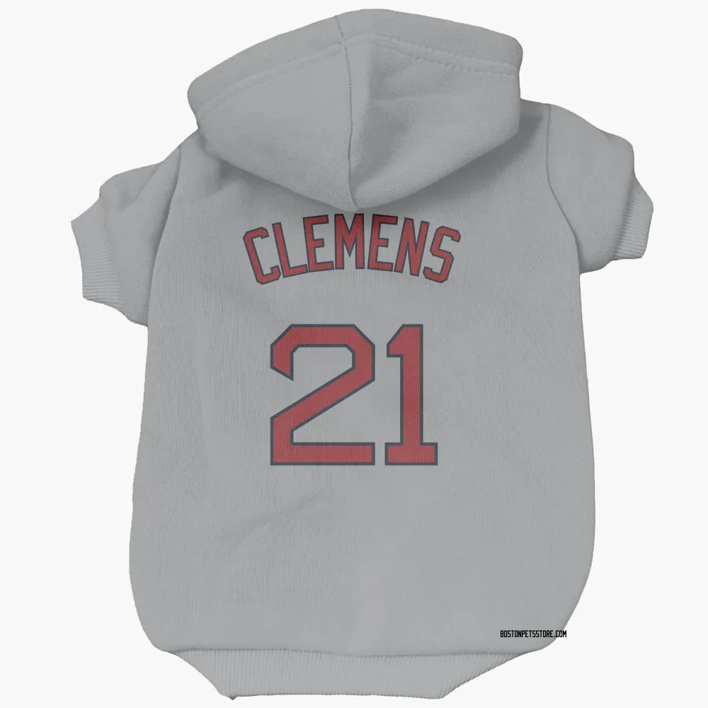 Boston Red Sox Roger Clemens Gray Pet Hoodie for Dog & Cat